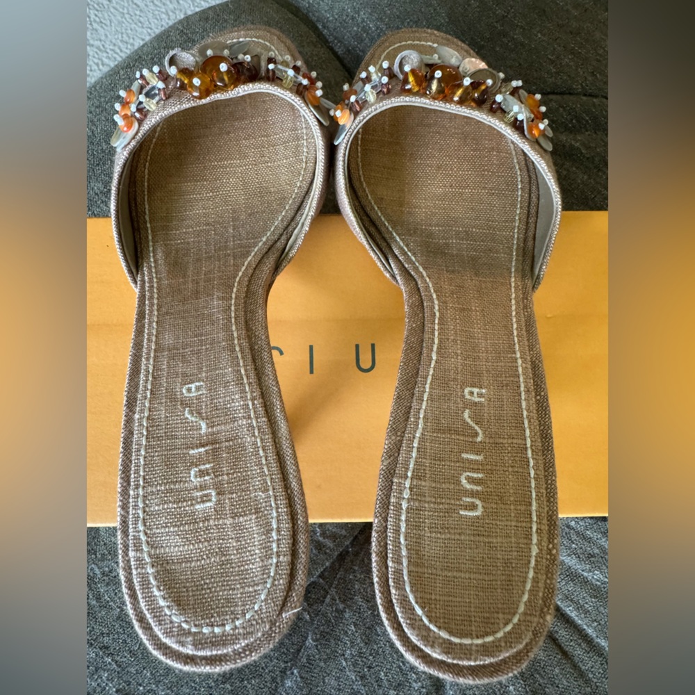 Unisa Linen Embellished Heels / Sandals - Picture 4 of 10